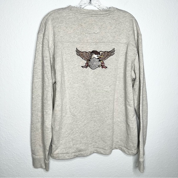 Harley Davidson Sweater men’s XL Eagle Embroidered Sweatshirt Pullover Gray G - Picture 1 of 8